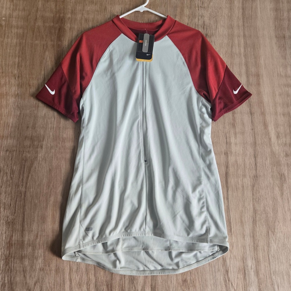 Nike Dri-FIT Cycling Jersey Mens XXL Gray Maroon Half Zip 143287-003 NWT